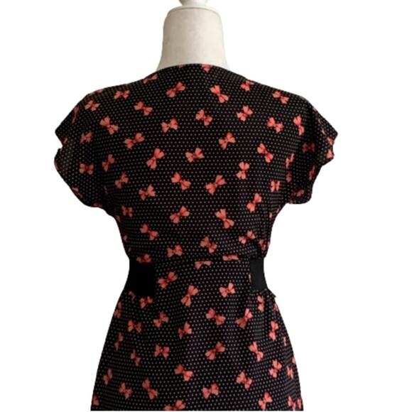 Gianni Bini GB Dress Zipper Front Bow Print Polka Dot Mini Dress Size Small - Picture 8 of 15